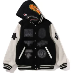 Shark Hooded Varsity Jacket A BATHING APE® Shark
